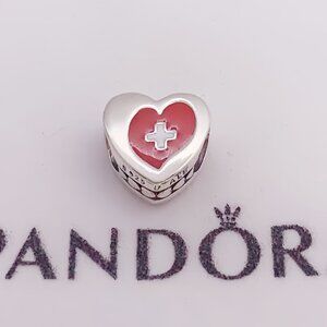 Pandora Sterling Silver Switzerland Flag Heart Charm